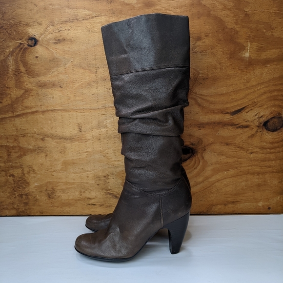 Sofft Tall Leather Boots Heel Brown 